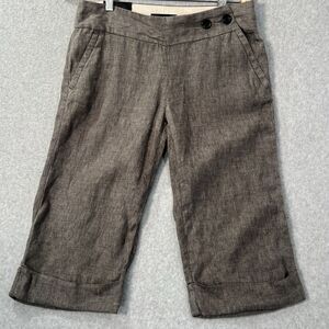 Banana Republic Martin Fit Capri Pants Women's 6 Brown Linen tweed Cropped NWT